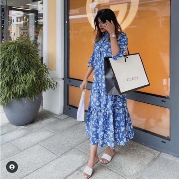 ZARA RUFFLED PRINT FLORAL MIDI DRESS - Picture 4 of 4